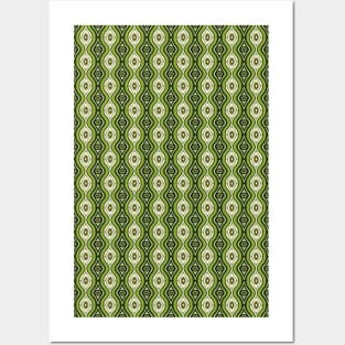 Green and Yellow Ovals and Curves Seamless Pattern 1970s Inspired Posters and Art